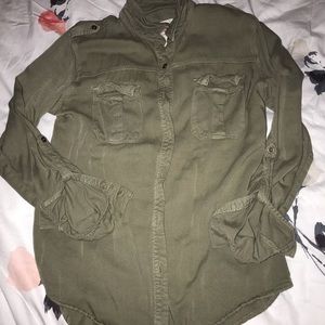 Army green button down
